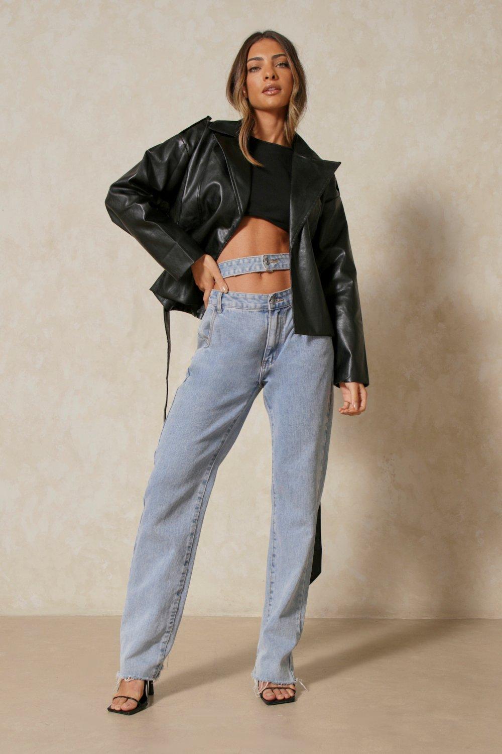 cropped oversized leather jacket