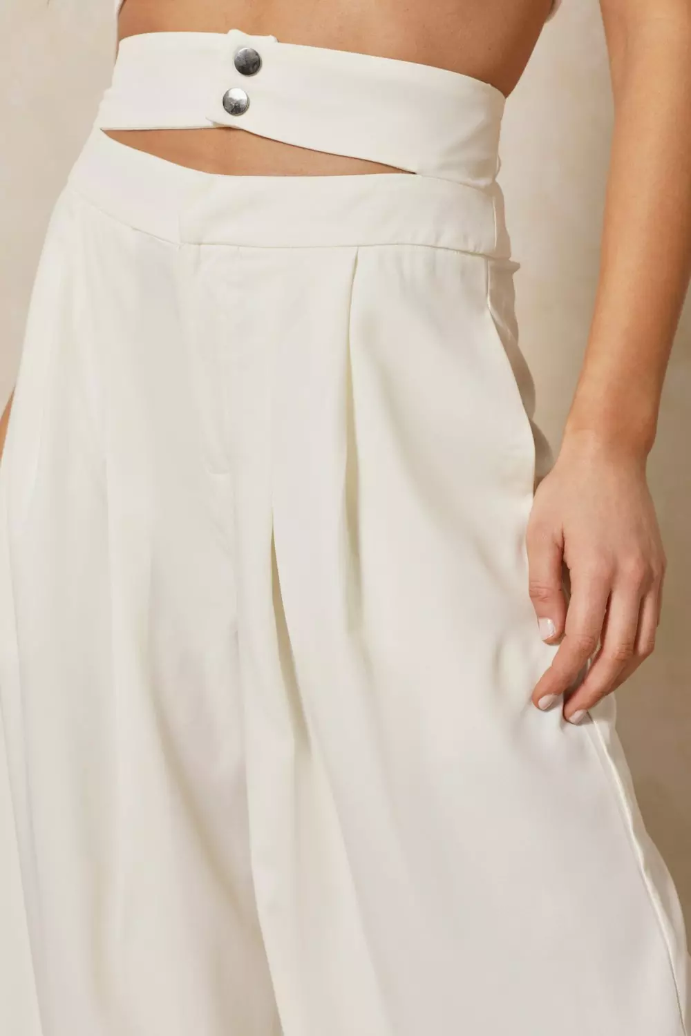 Double Waistband Wide Leg Pants