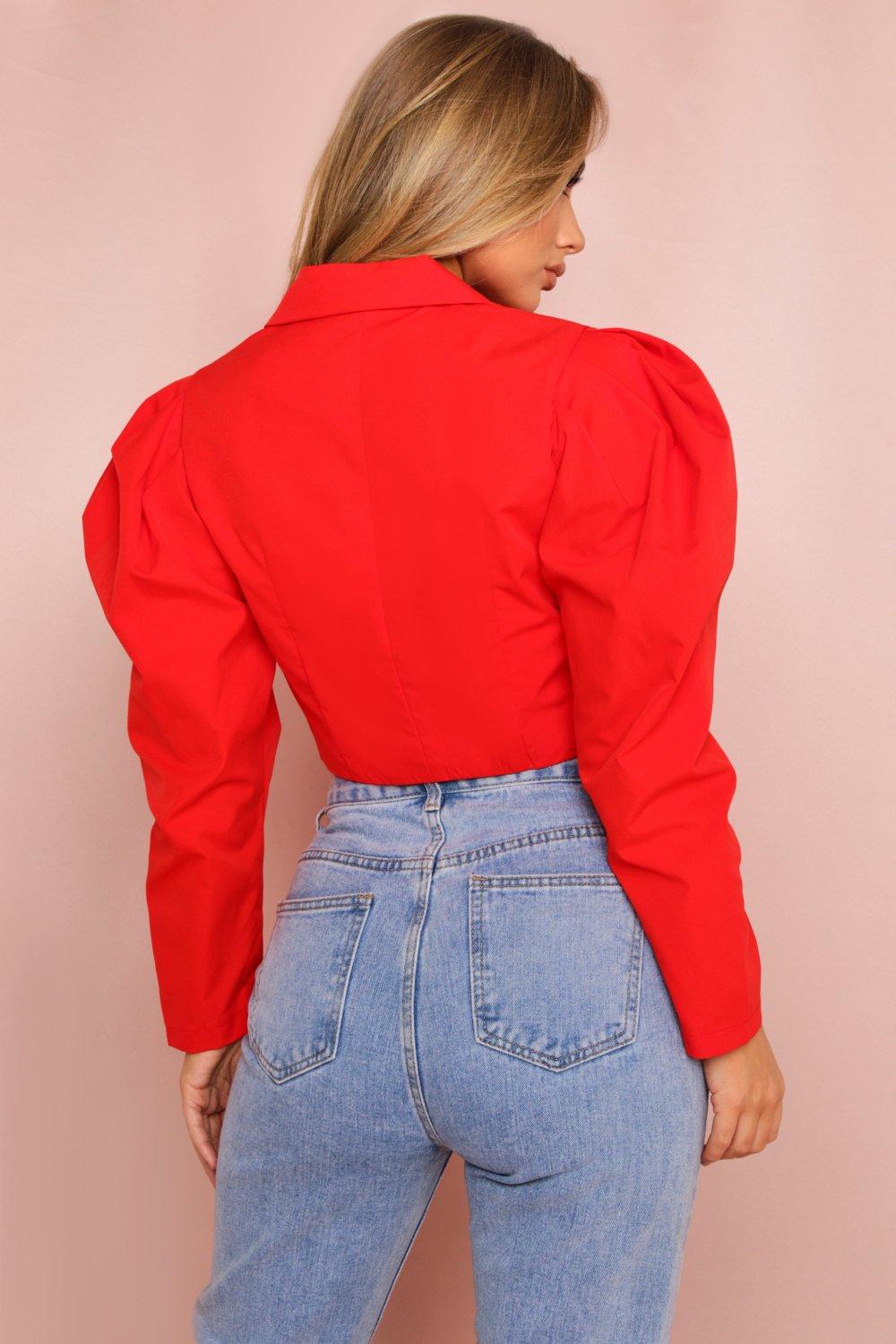 puff sleeve crop jacket