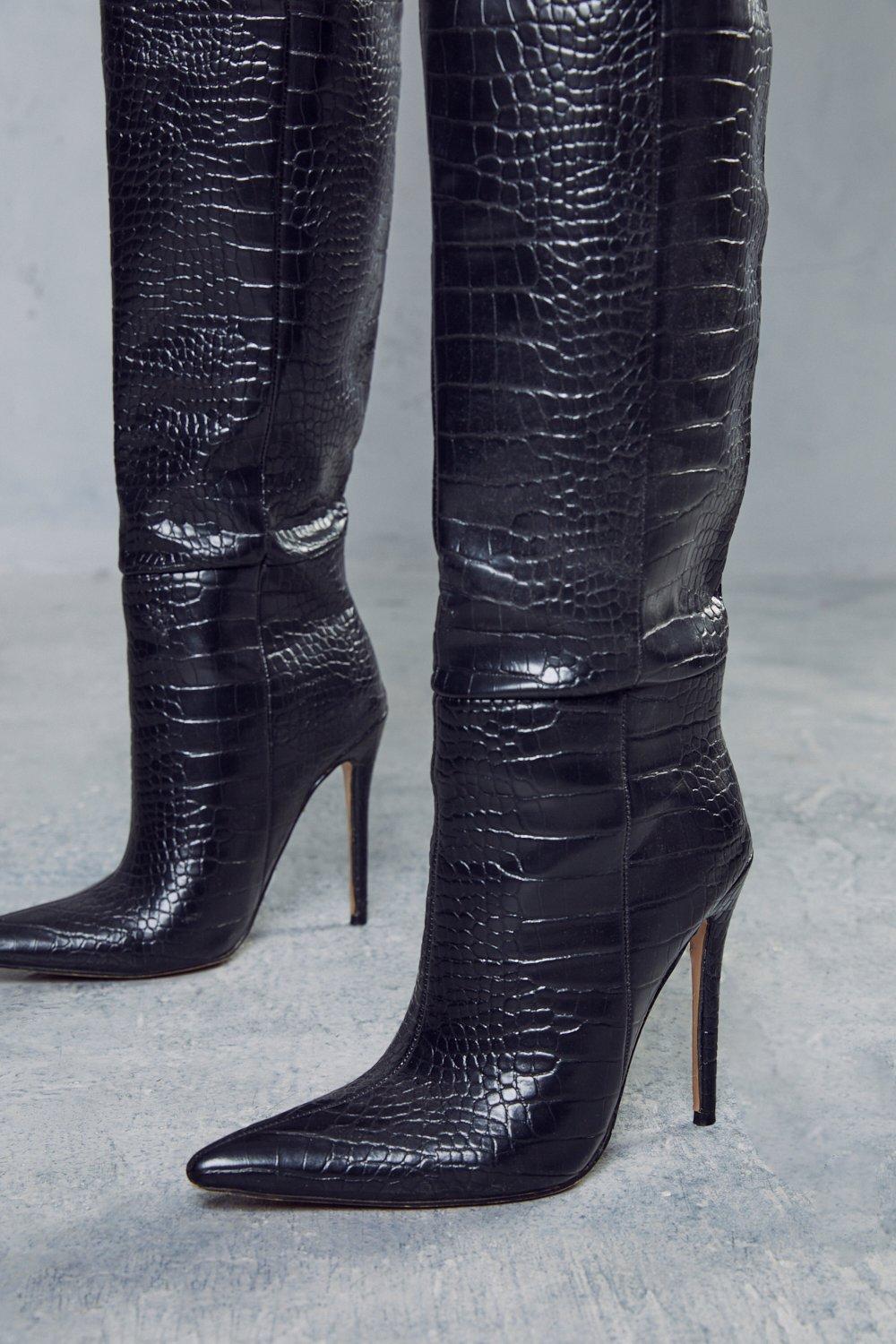 croc pointed boots