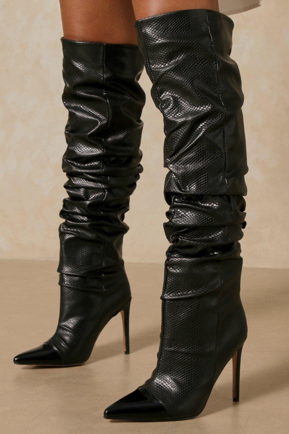 knee high ruched boots
