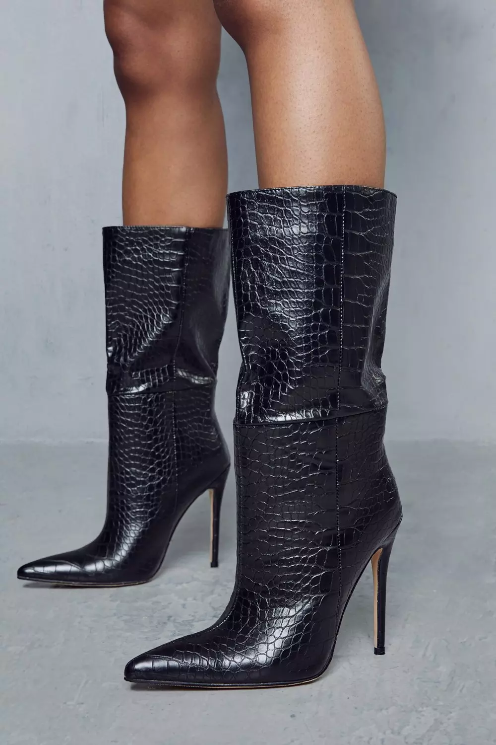 Croc heeled ankle discount boots