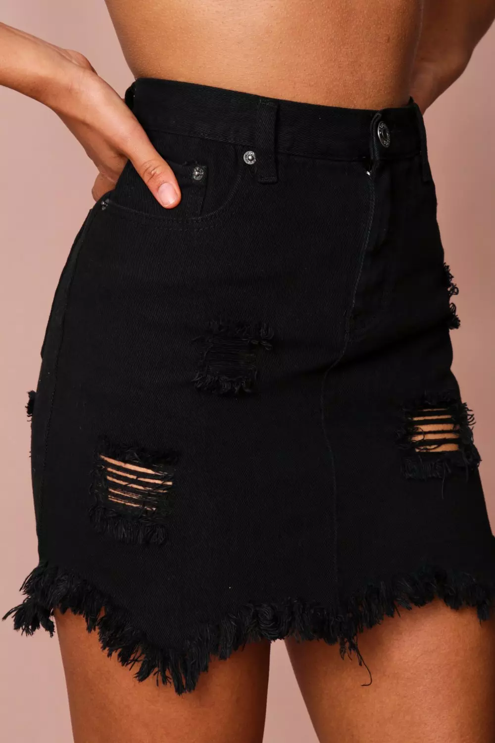 Black Denim Skirt Frayed | vlr.eng.br