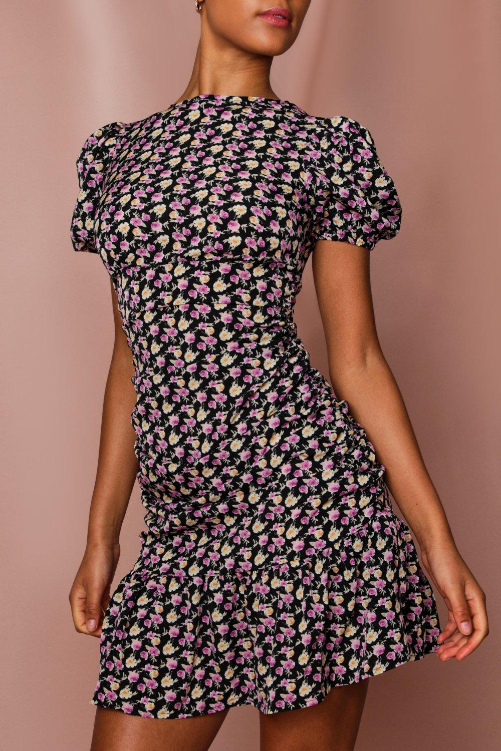 puff sleeve tea dress