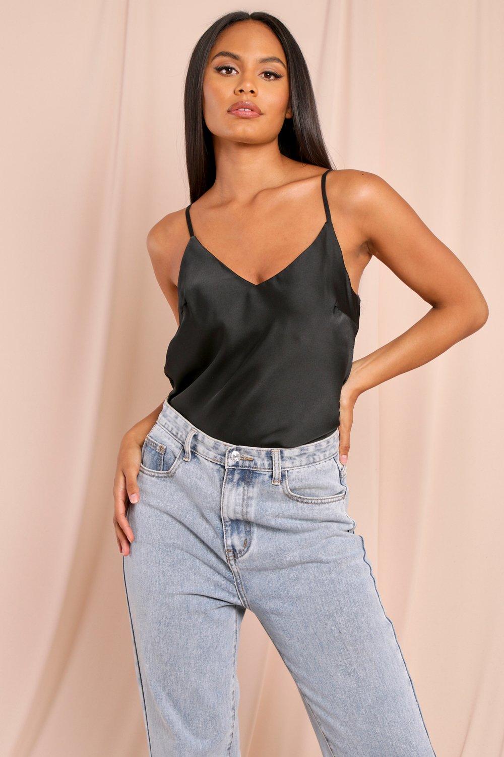 black satin vest top