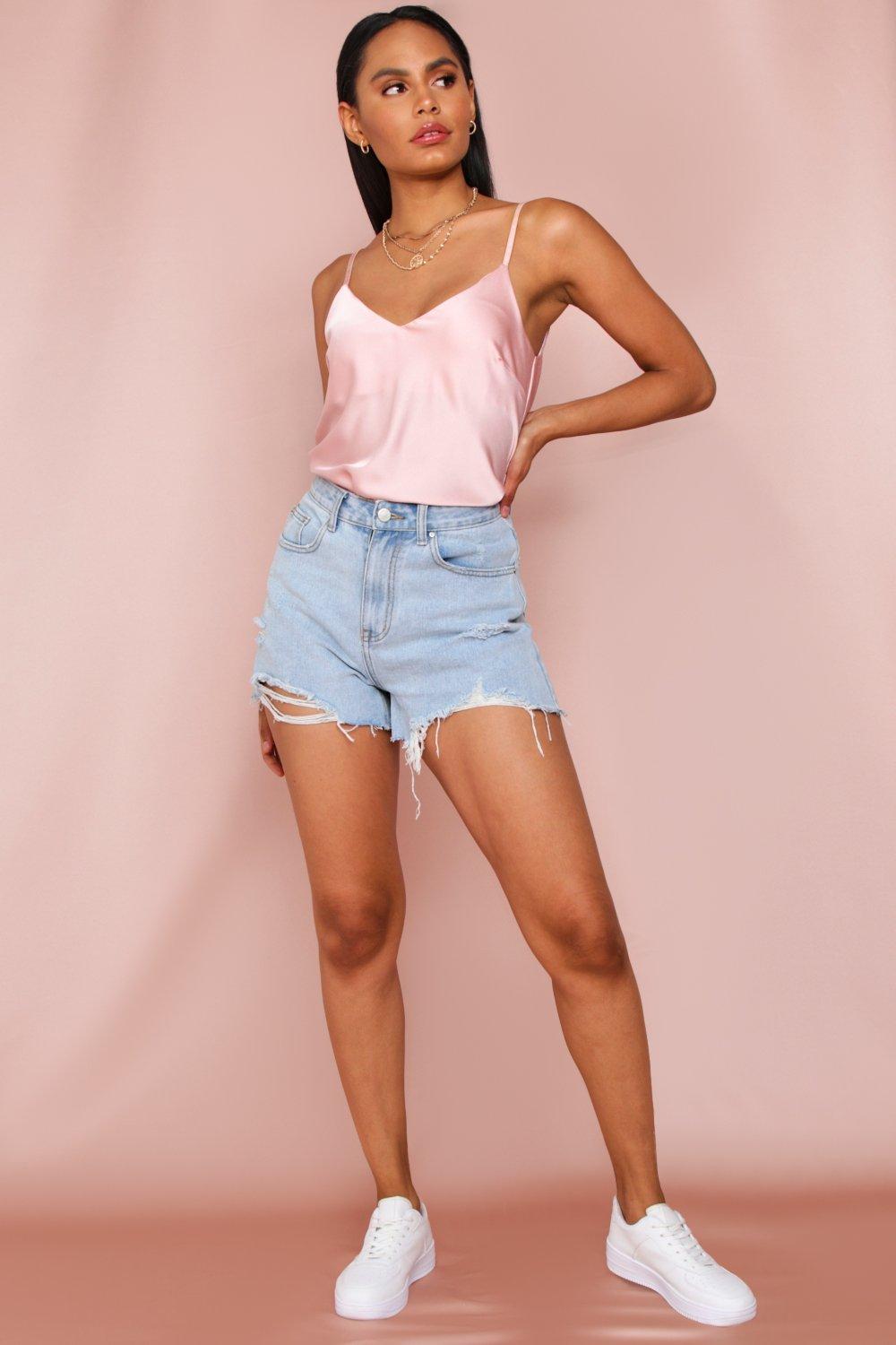 pink satin vest top