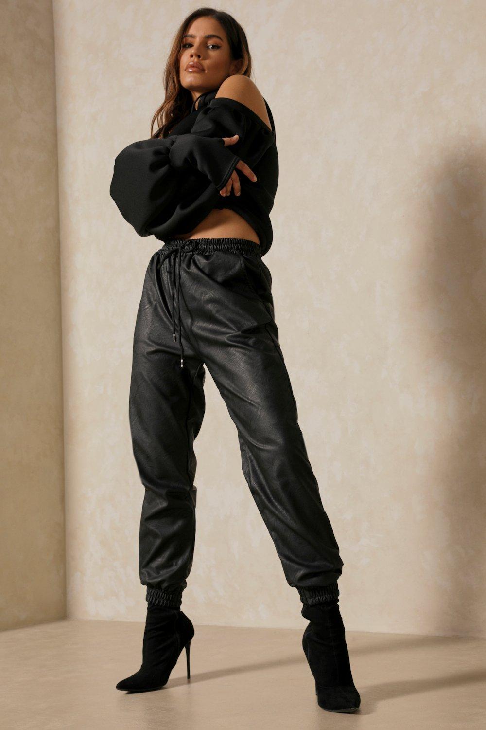 leather style joggers