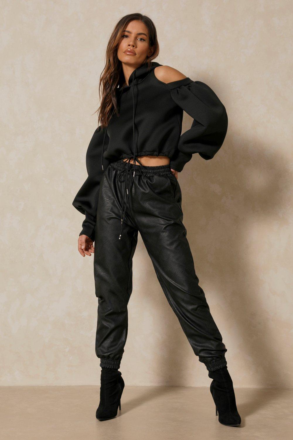 leather look joggers