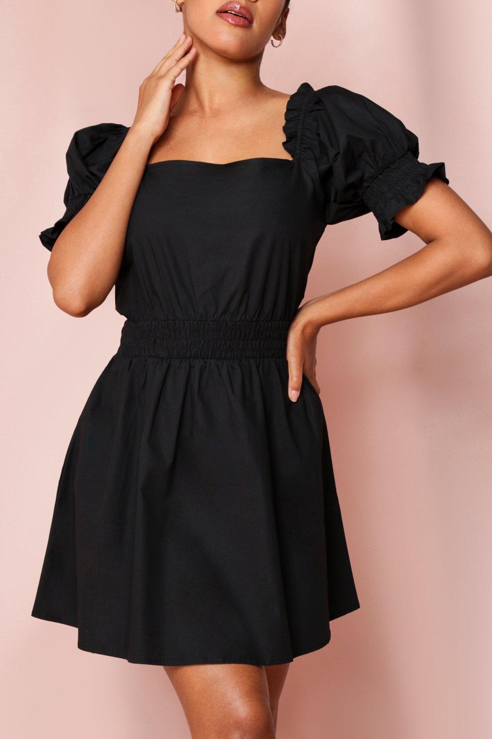 puff sleeve skater dress