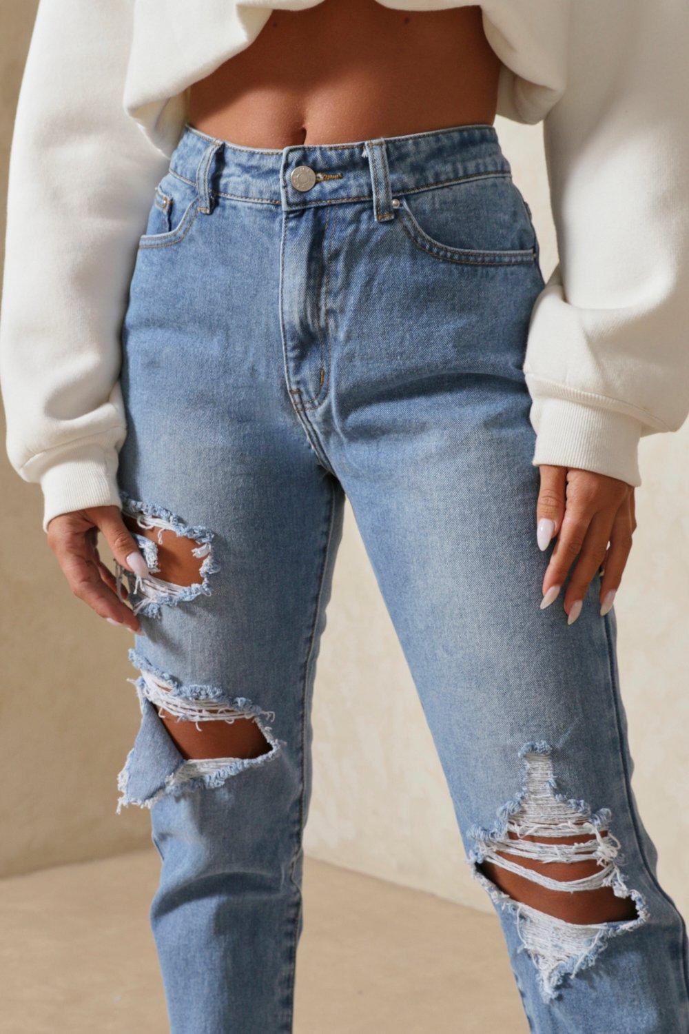 very distressed mom jeans