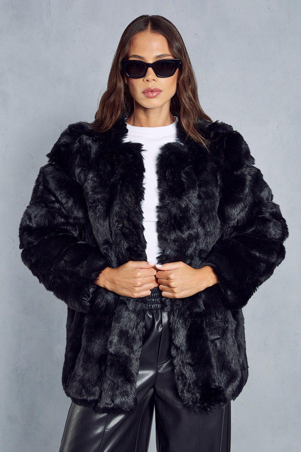 Black Faux Fur Bubble Coat | atelier-yuwa.ciao.jp