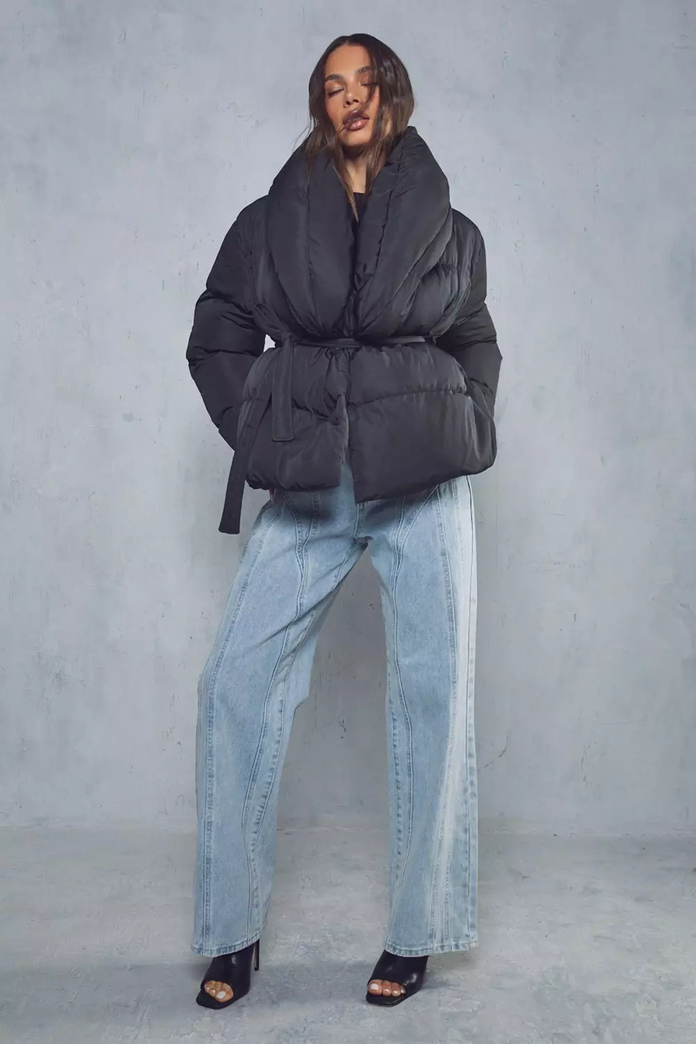 puffer wrap coat