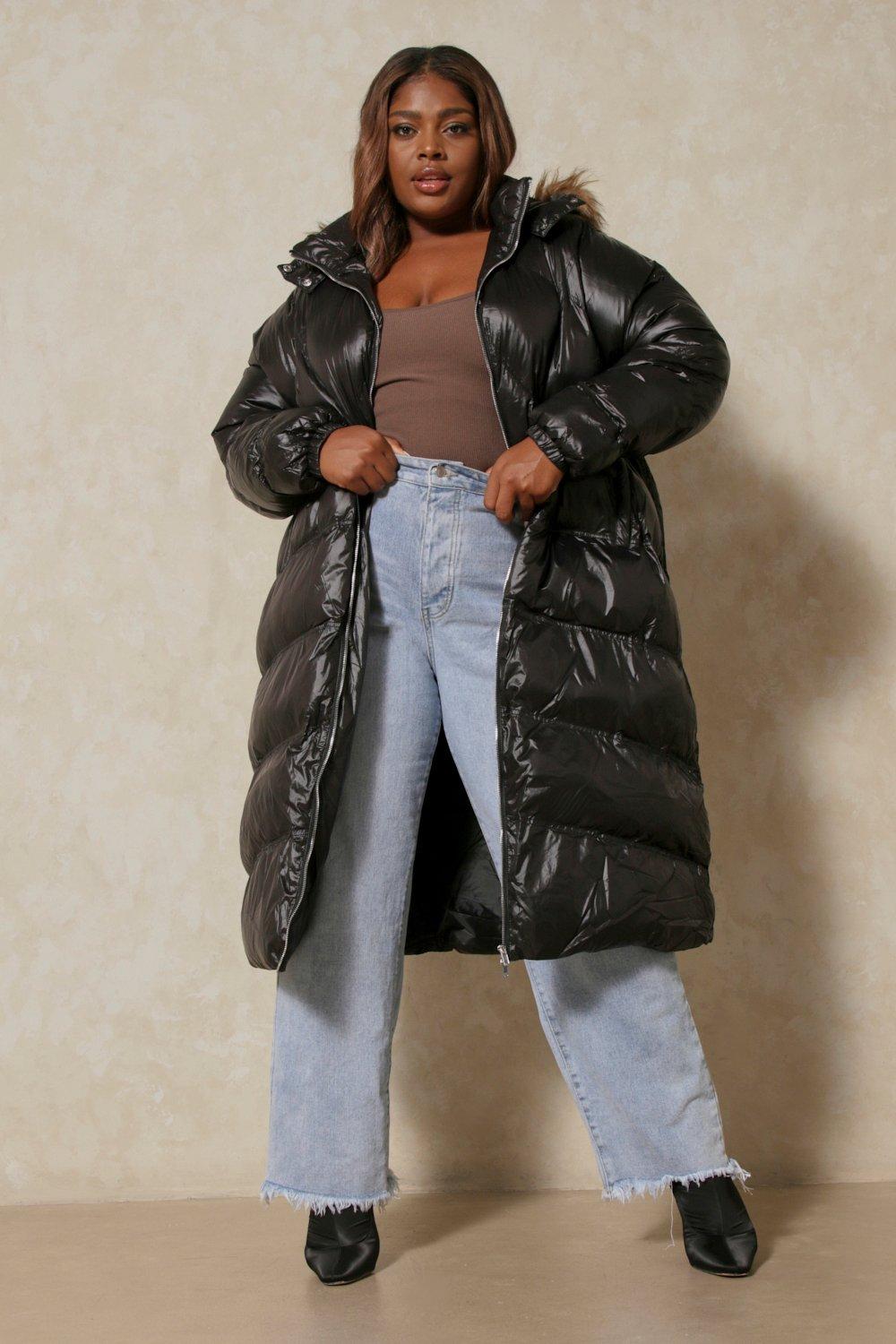 faux fur trim puffer jacket