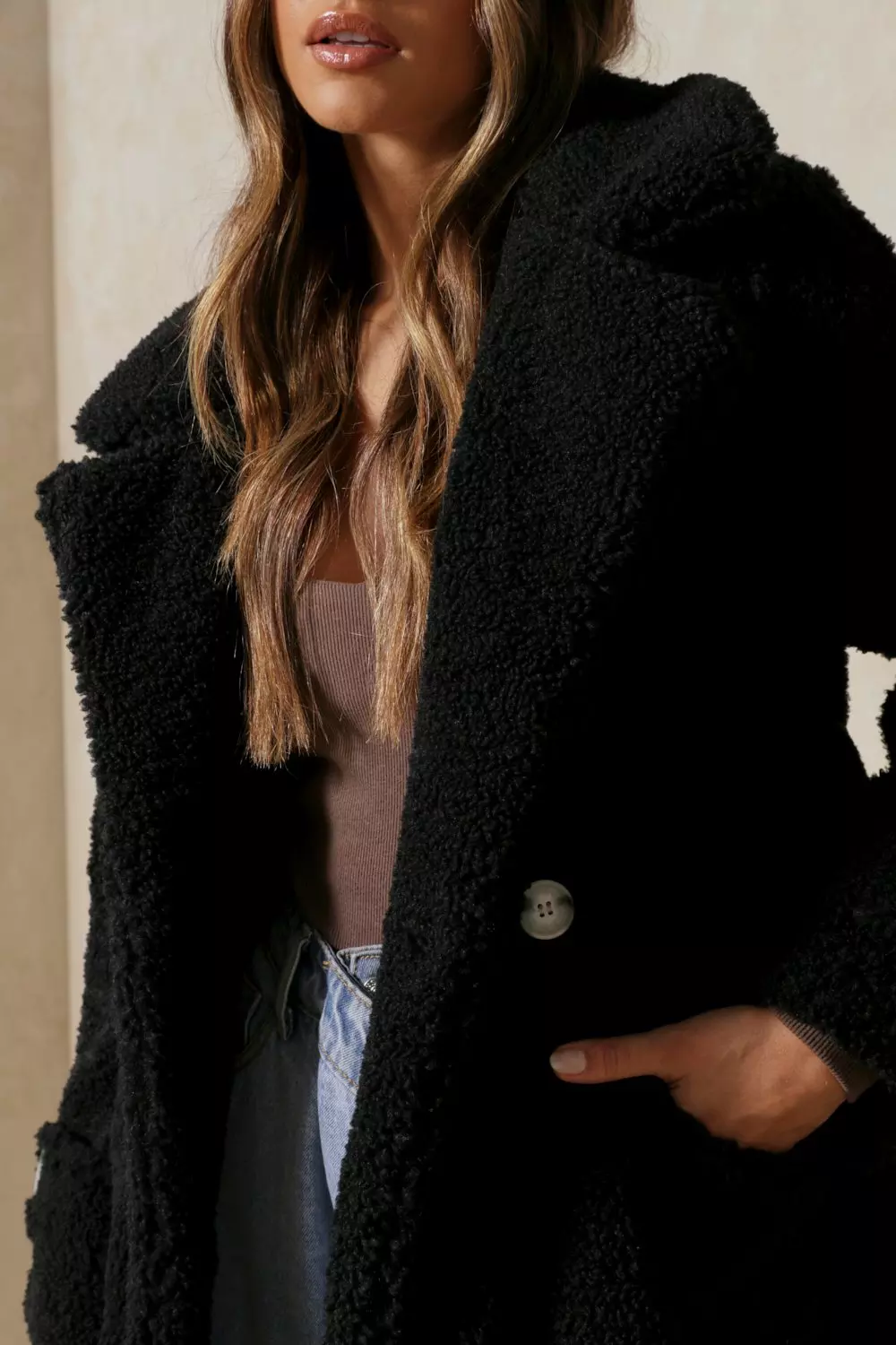 Teddy Faux Fur Double Breasted Coat