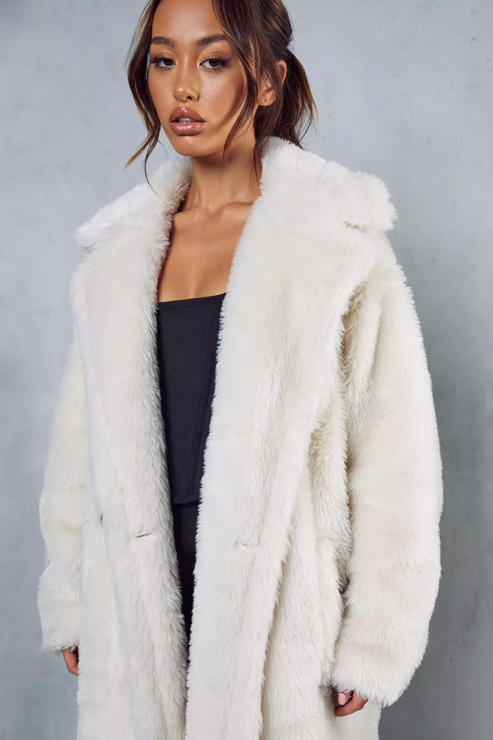 Cream Oversized Teddy Faux Fur Coat