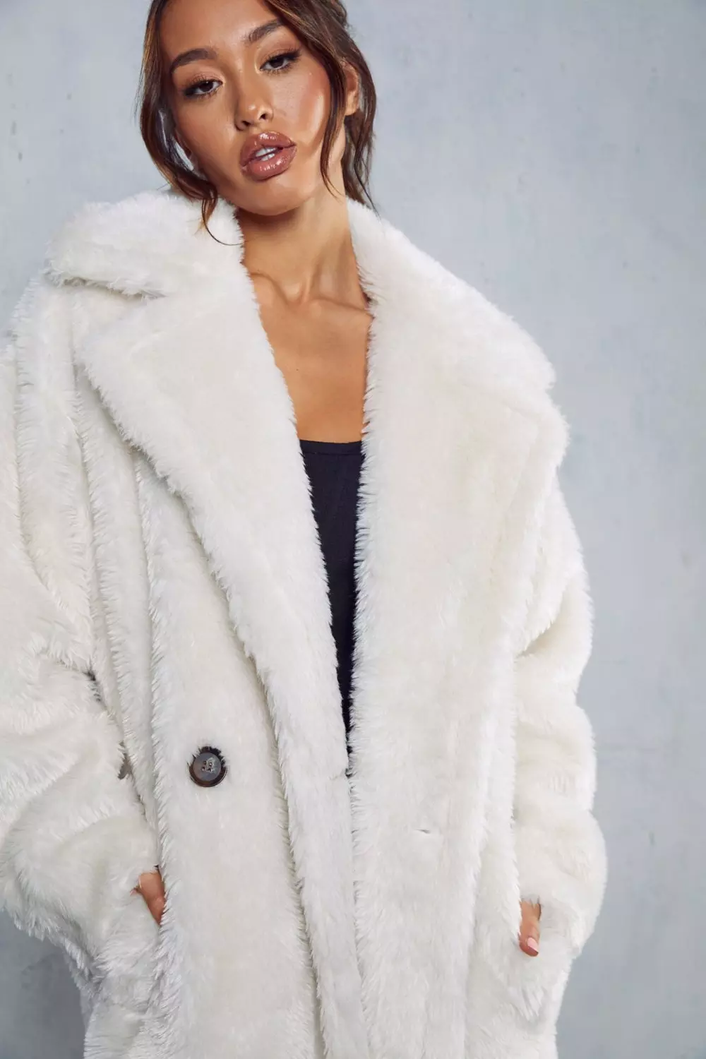 White Faux Fur Coat 