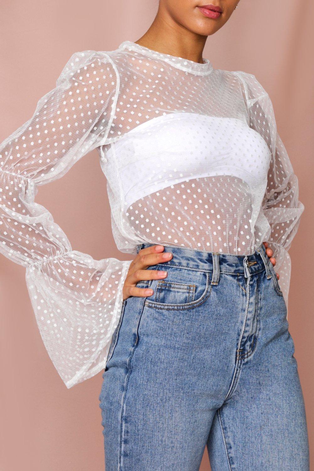 spotty mesh top