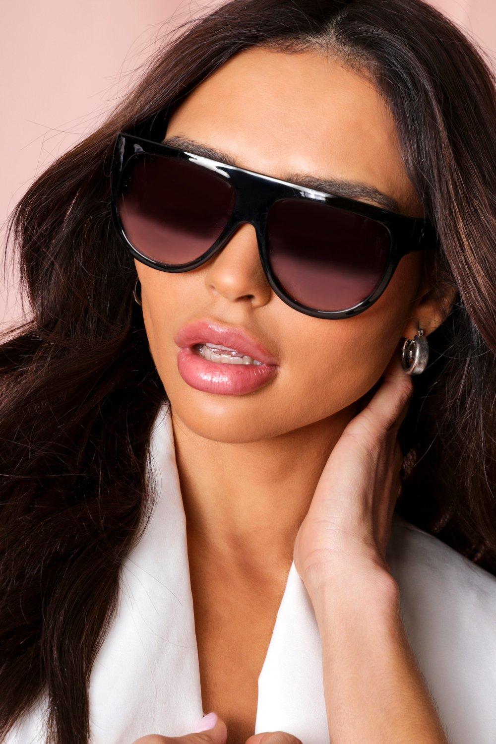 black flat top oversized sunglasses