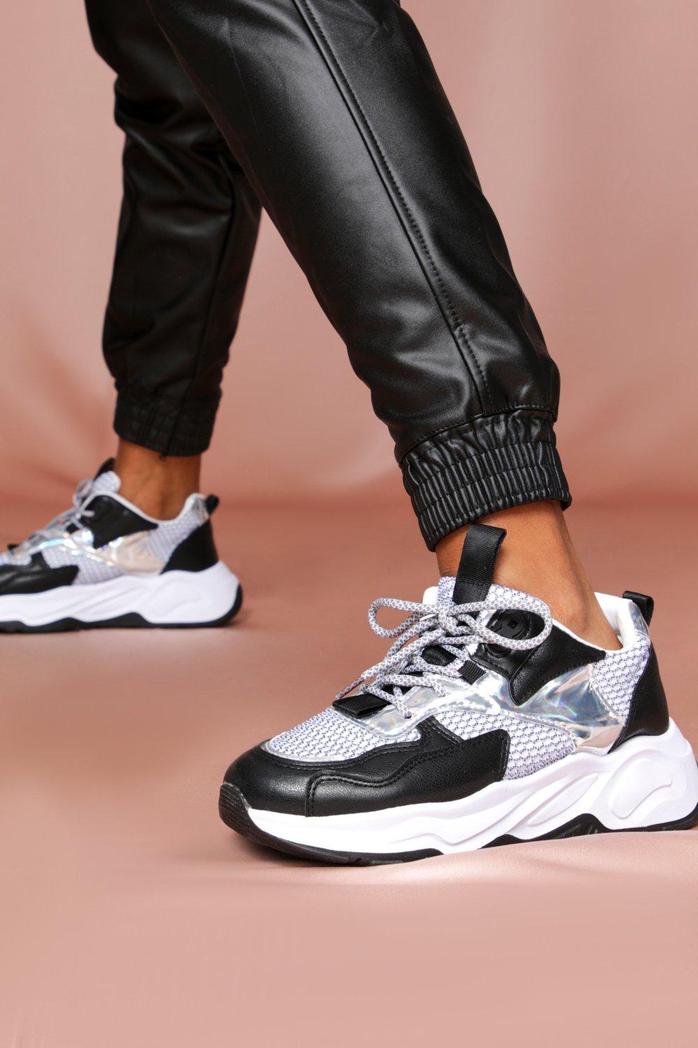 black and white chunky trainers