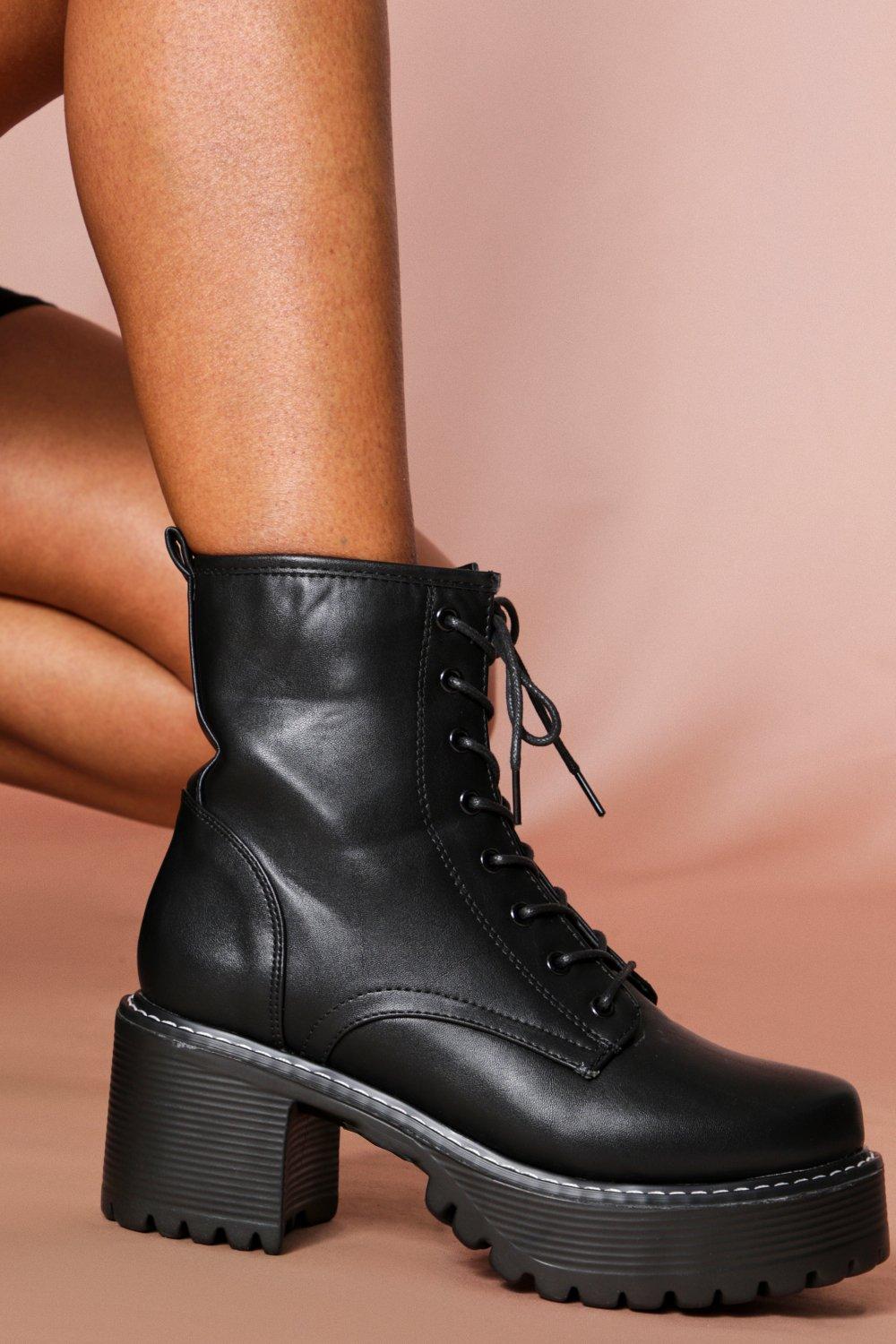 chunky lace up ankle boots