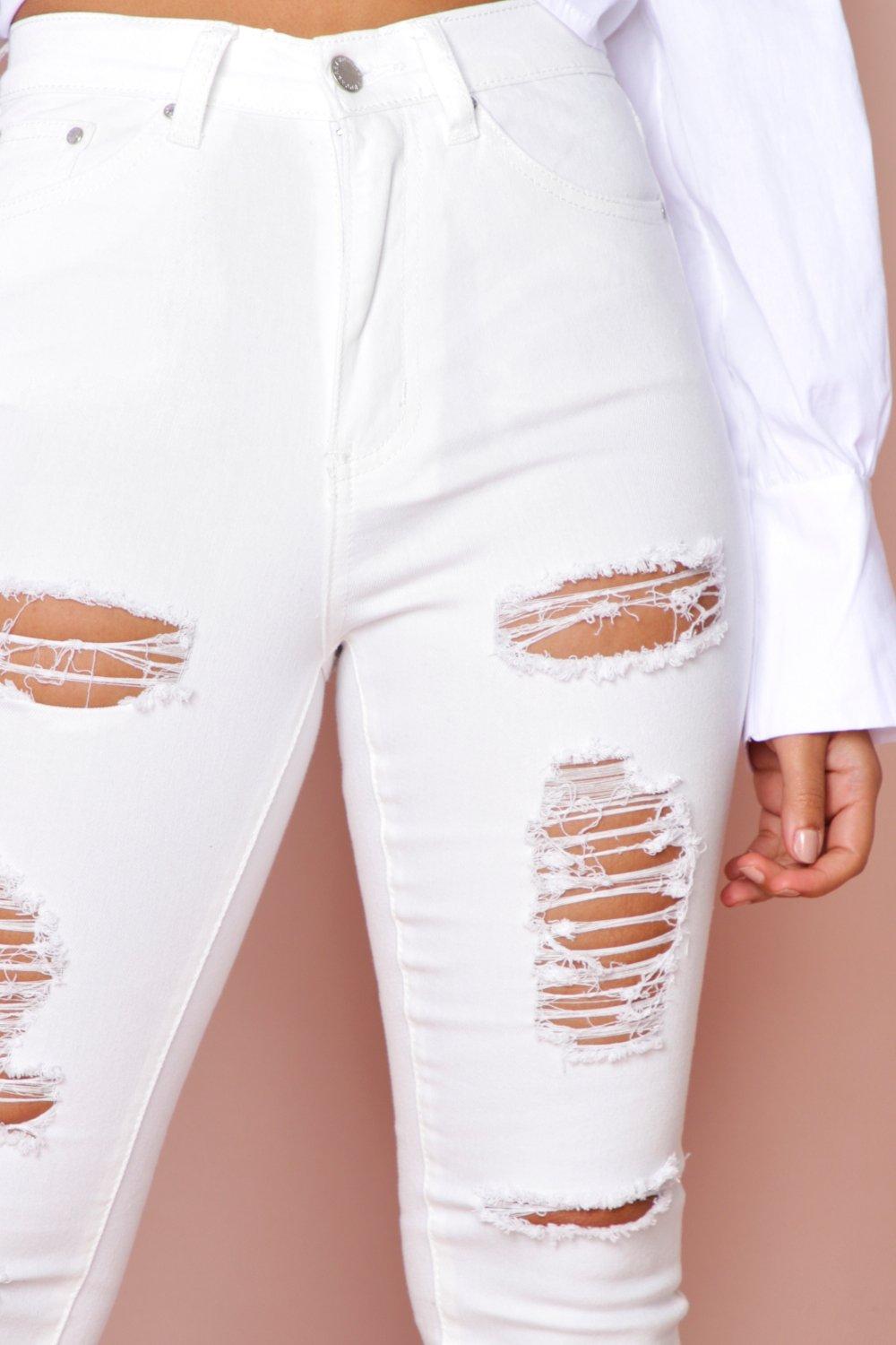 white distressed skinny jeans