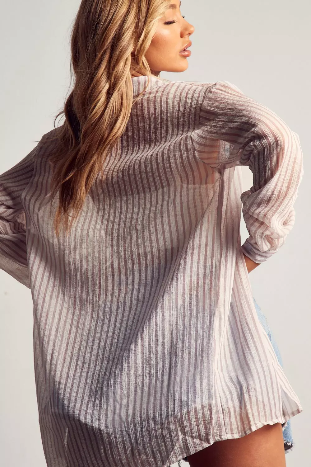 Sheer Striped Oversized Shirt