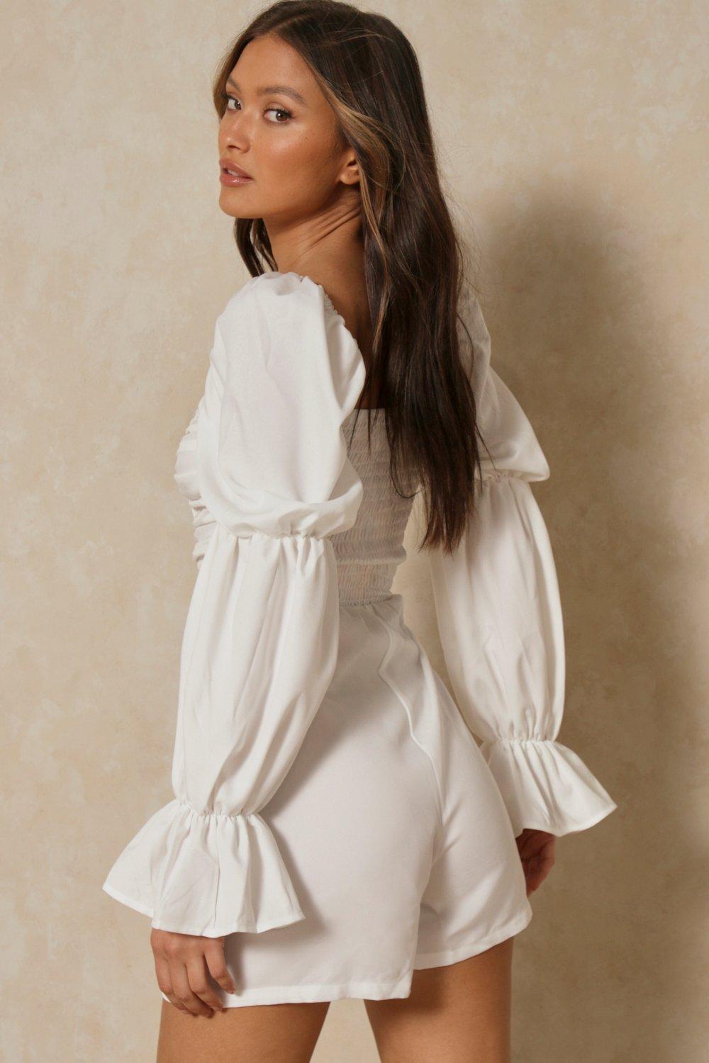 white long sleeve playsuit