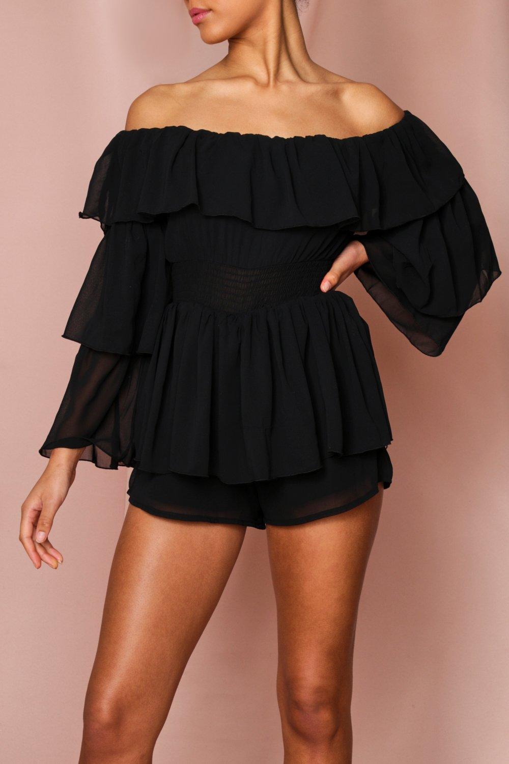 bardot black playsuit