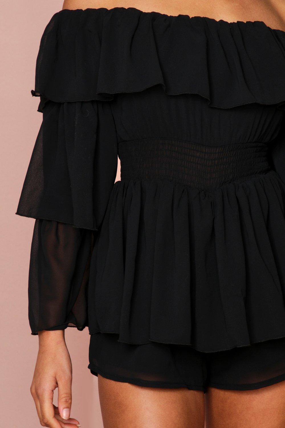 black bardot playsuit