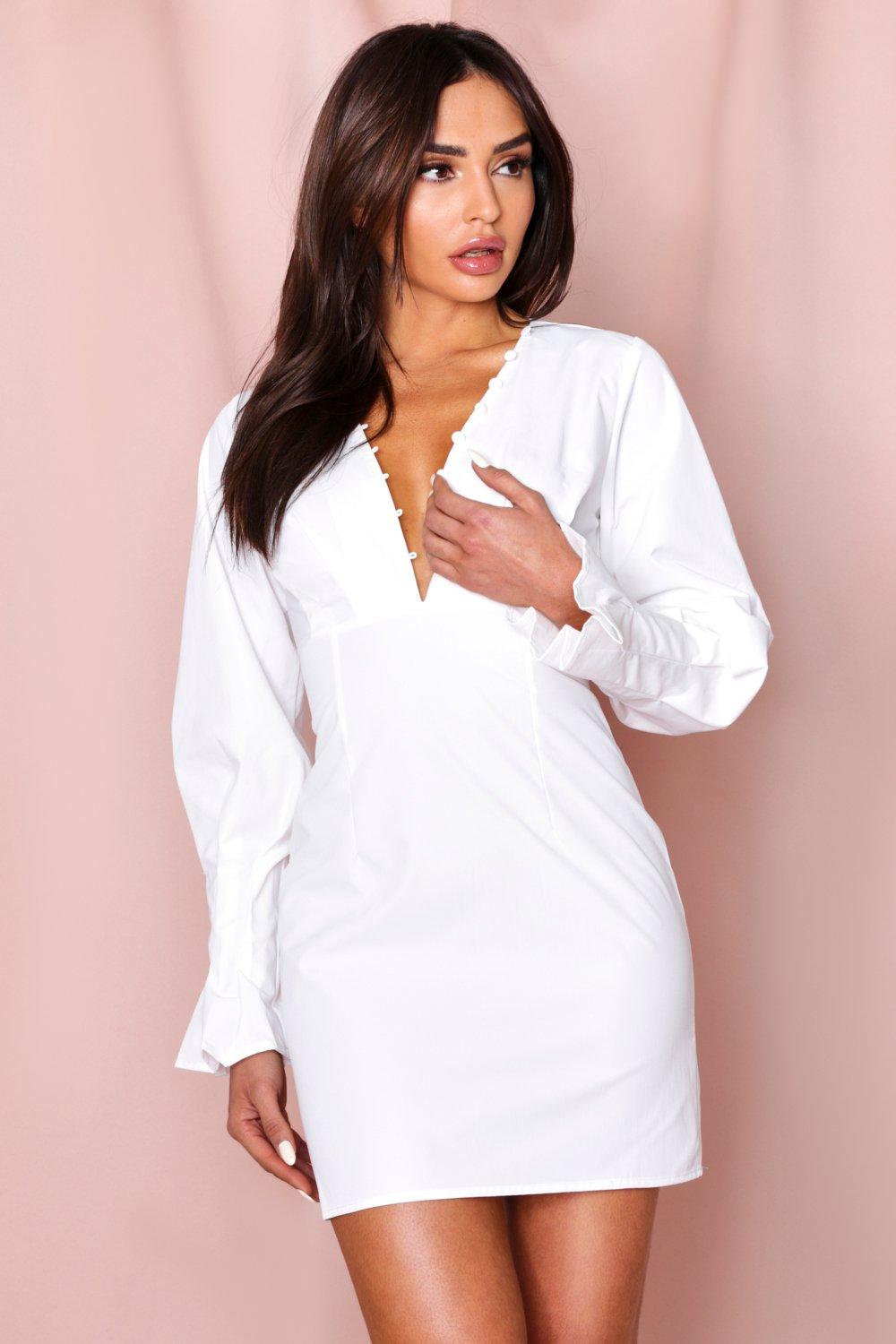 white dress balloon sleeve