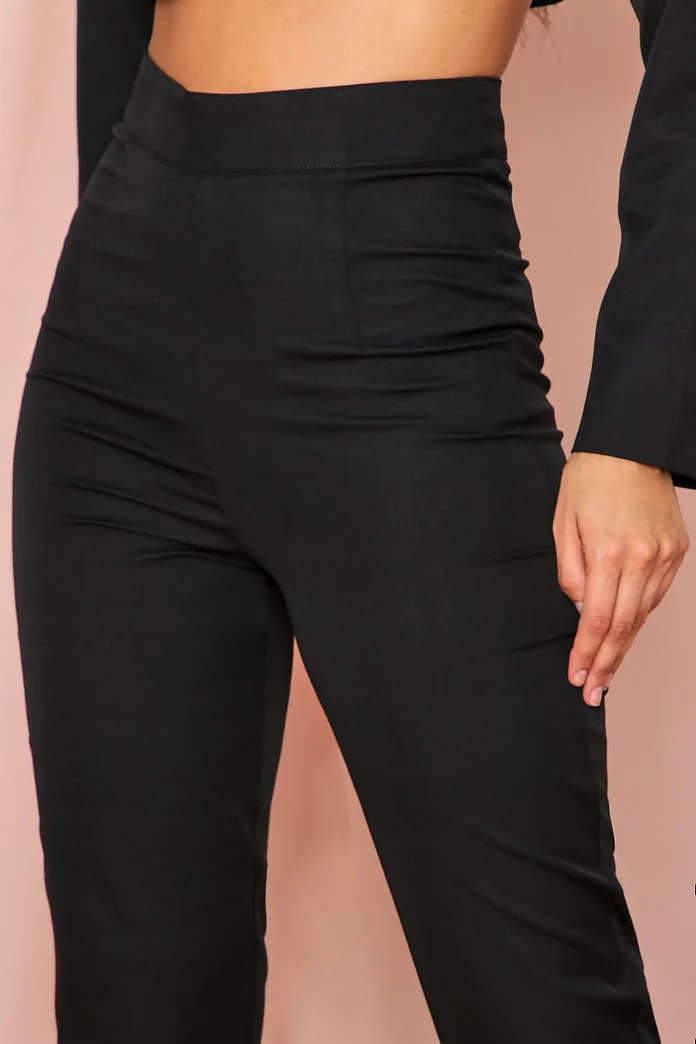 High Waisted Tailored Slim Trousers