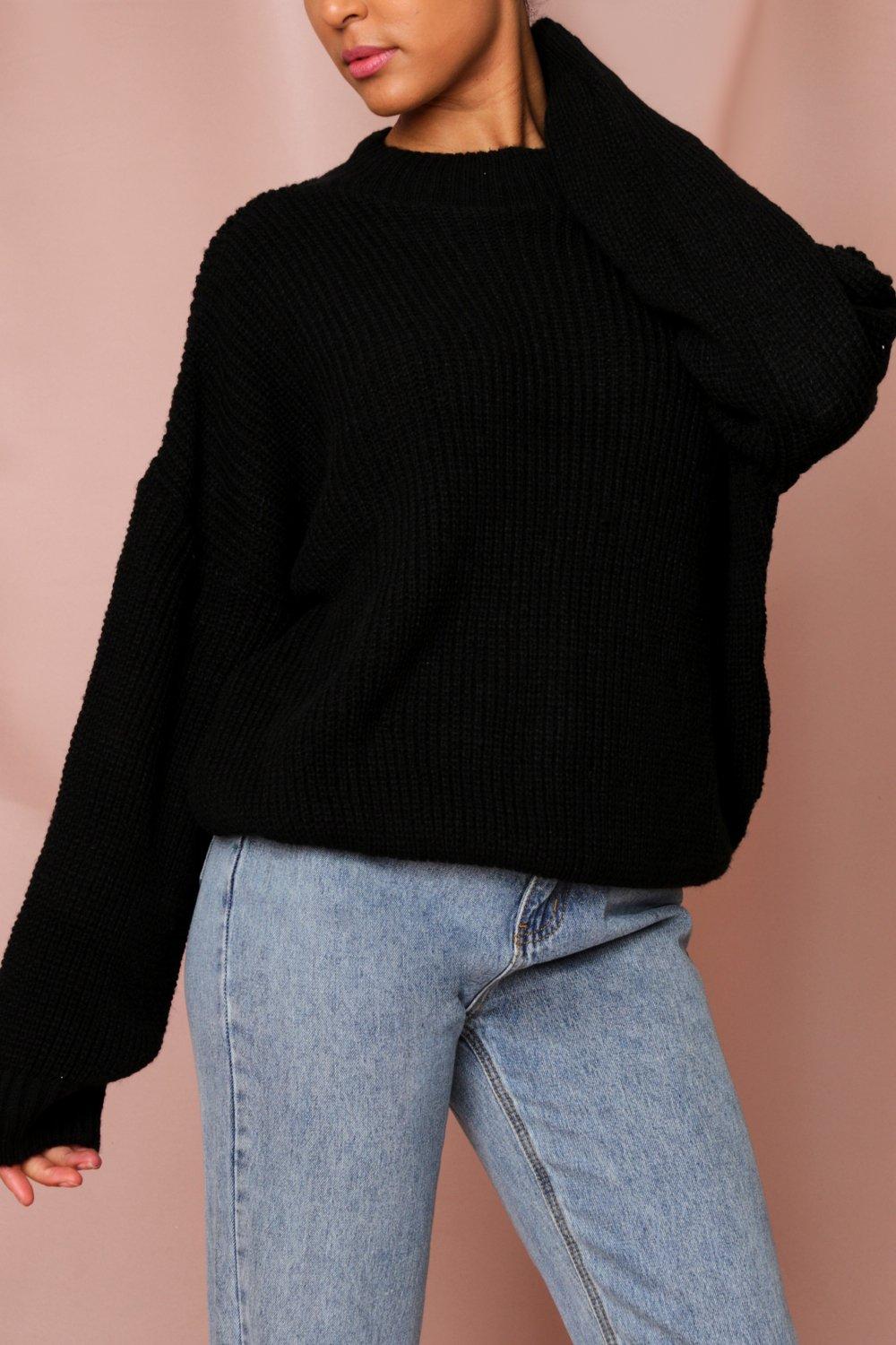 black oversized cropped jumper