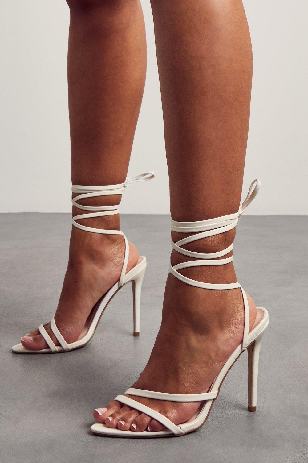 white pointed strappy heels