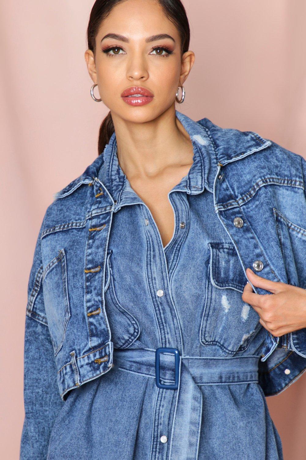 boxy crop denim jacket topshop