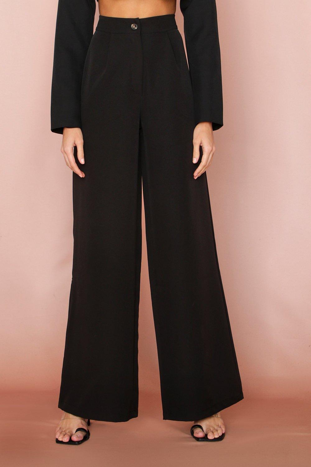 black wide leg summer trousers