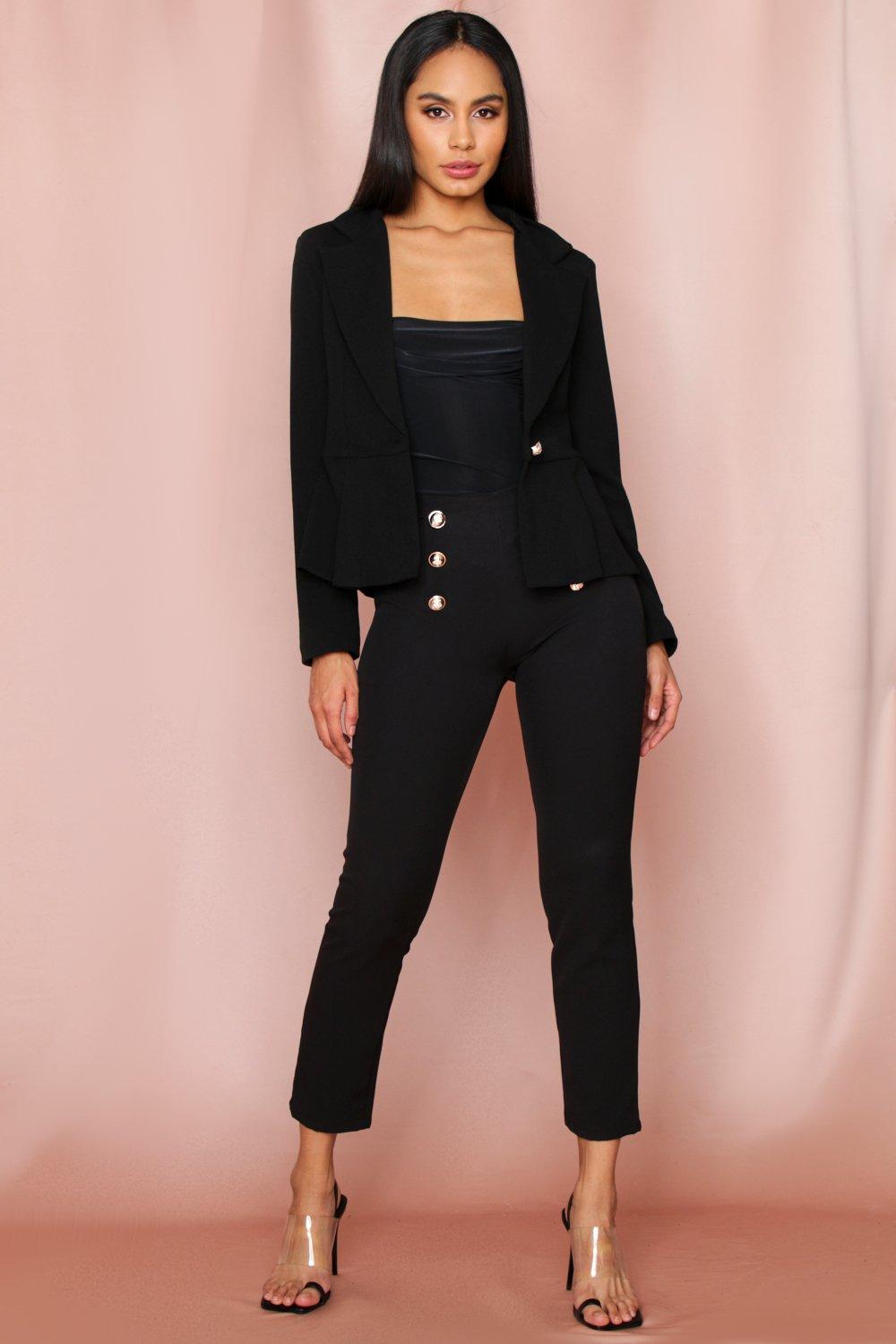 black tailored skinny trousers