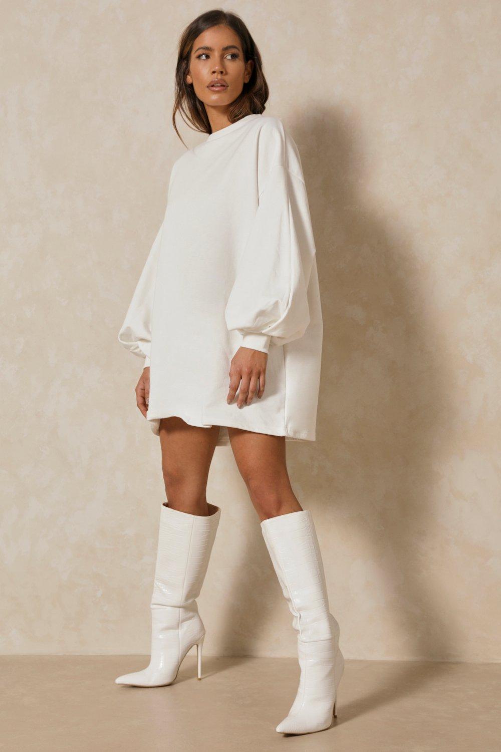 Oversized Balloon Sleeve Sweater Dress 