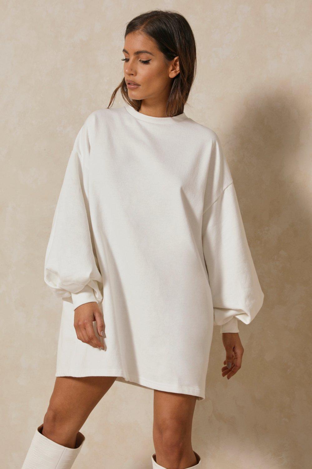 balloon sleeve sweatshirt dress