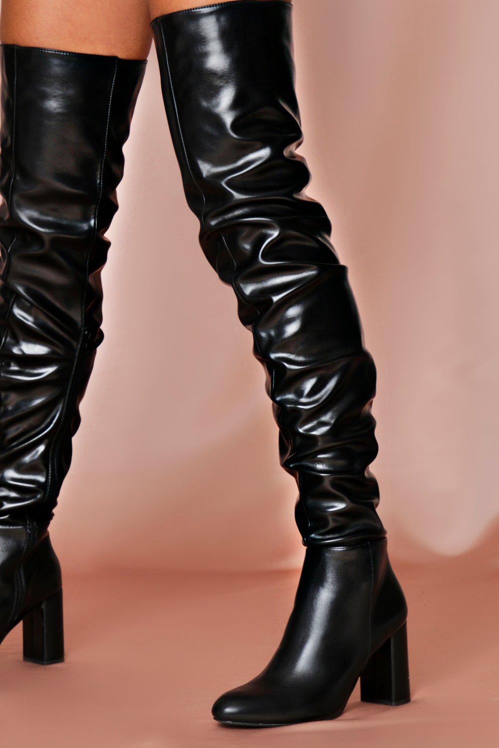 block heel over the knee boot