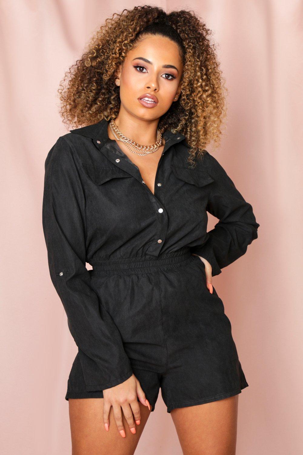 black utility playsuit