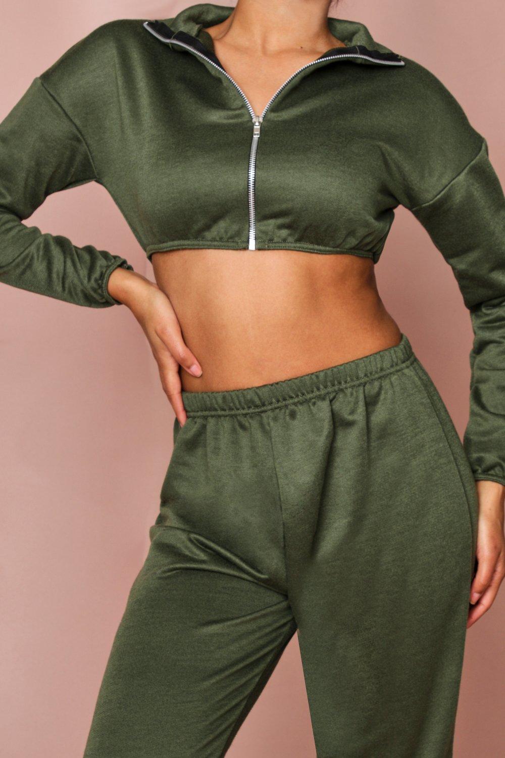 zip front cropped sweater