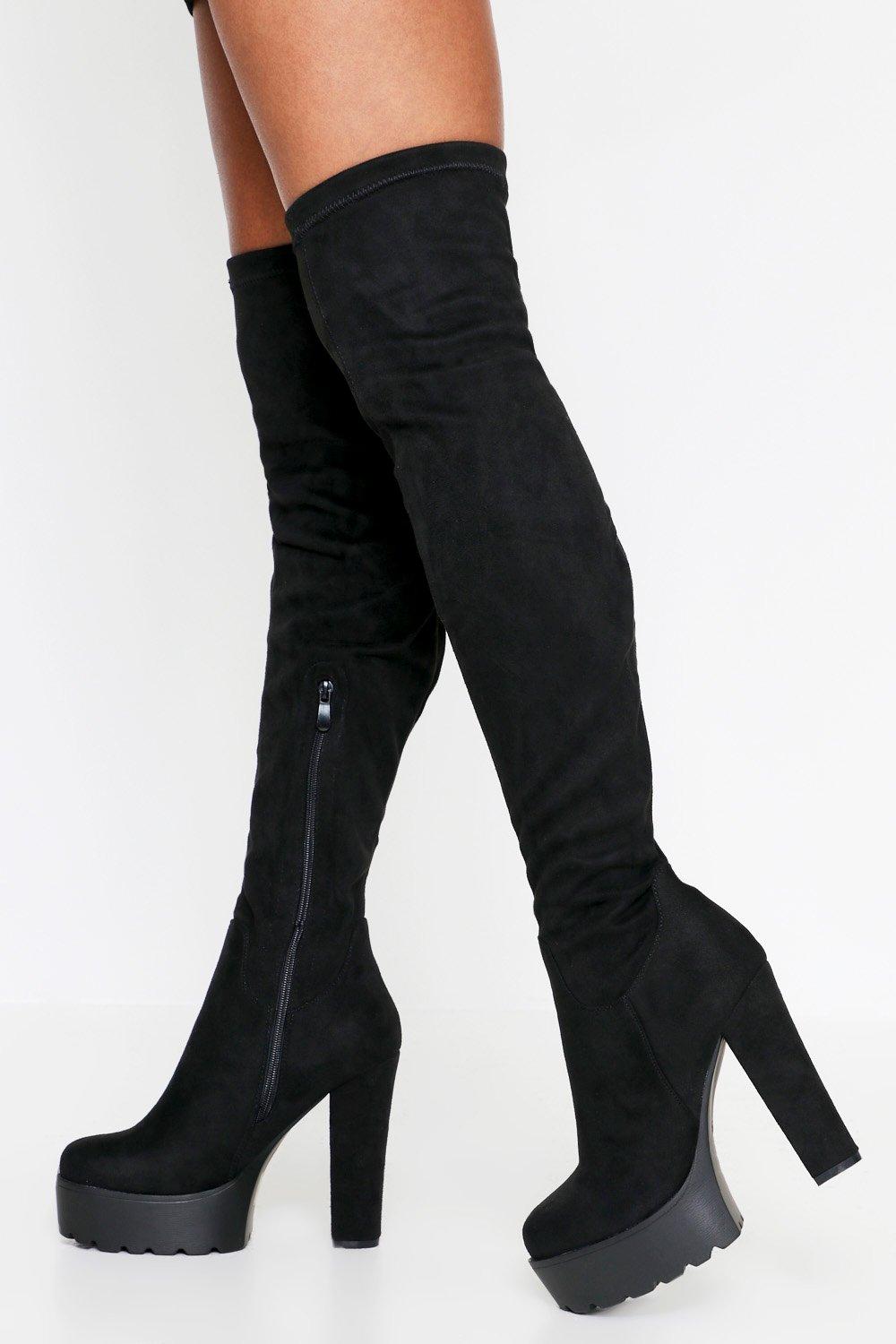 platform high knee boots