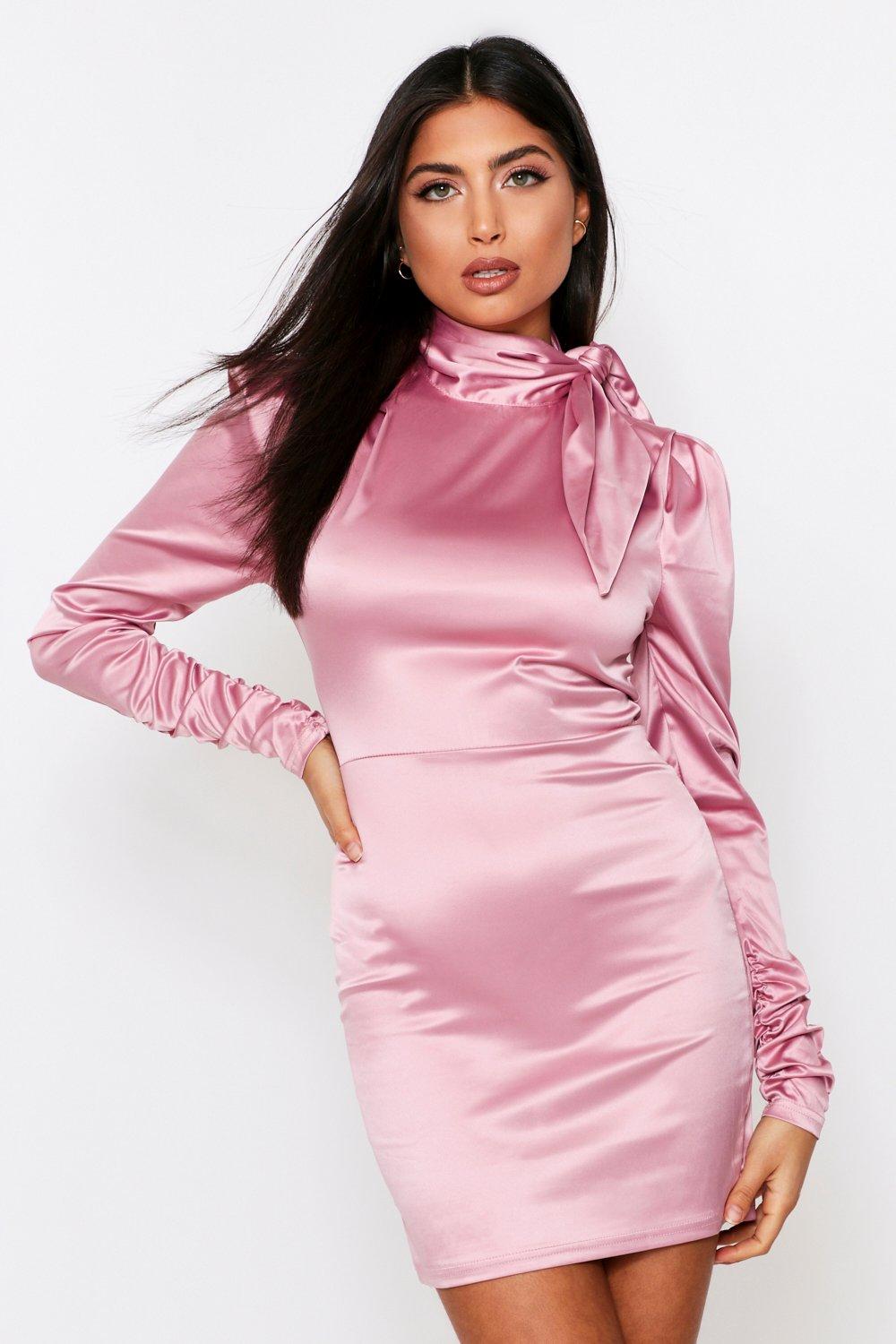 satin bow dress