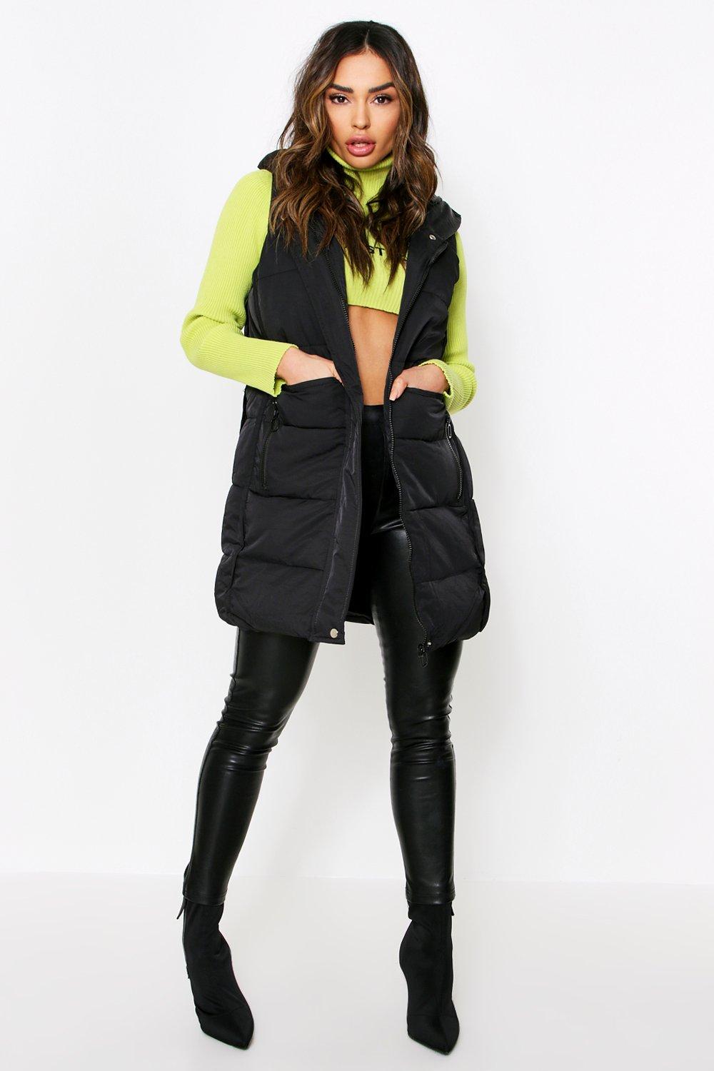 longline black puffer gilet