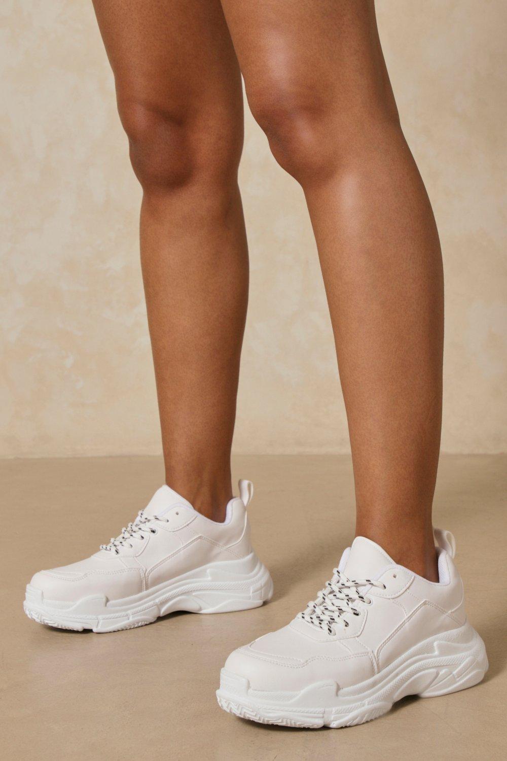 ladies chunky white trainers