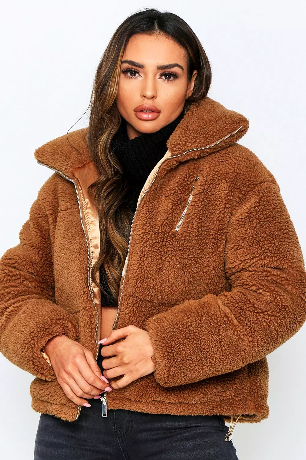 Teddy Faux Fur Padded Puffer Jacket Misspap Uk