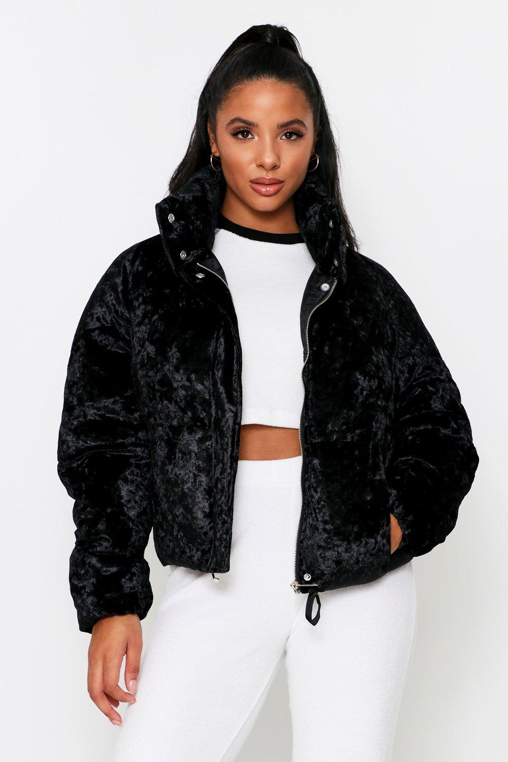 Velvet Padded Puffer Coat | Misspap UK