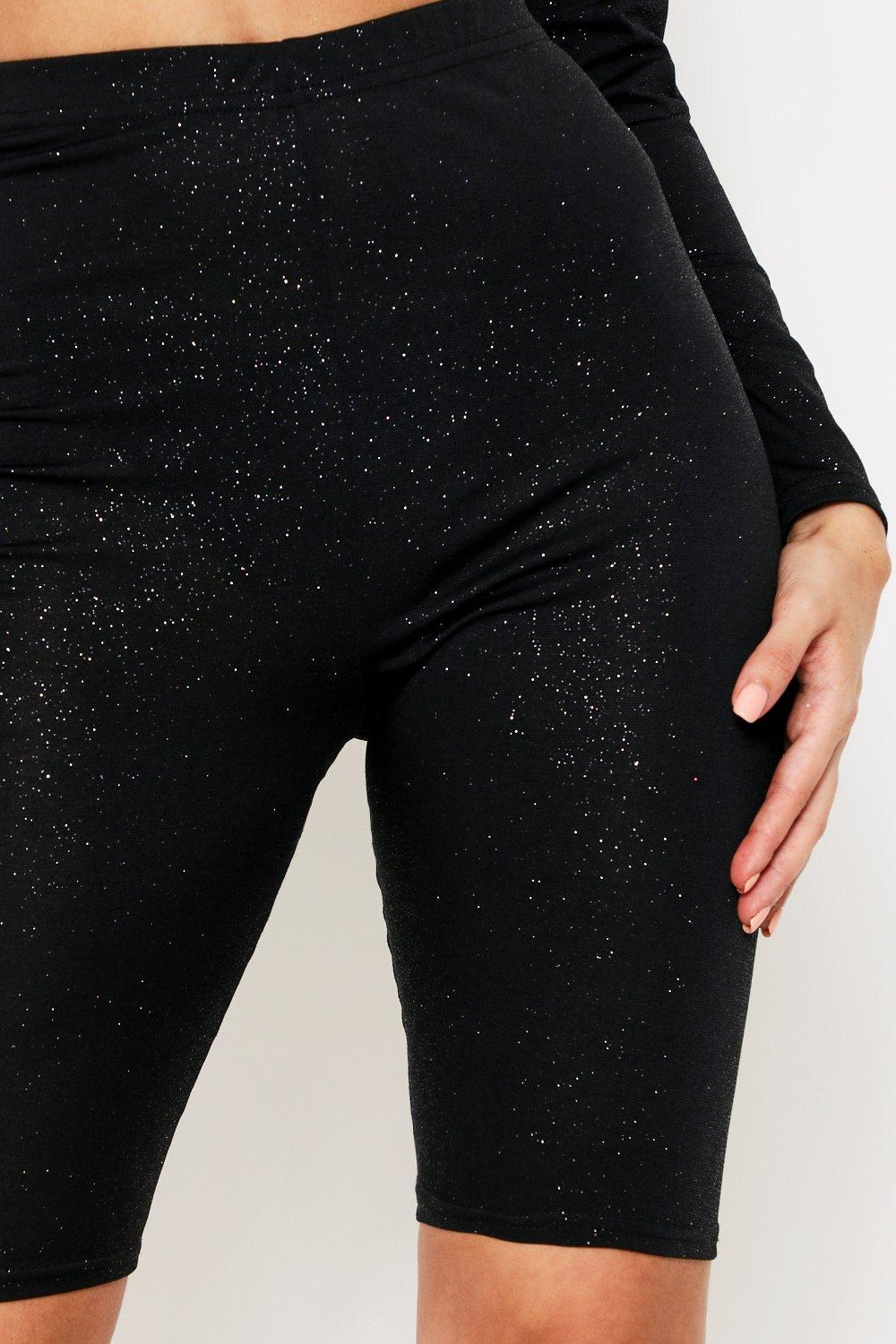 black sequin biker shorts