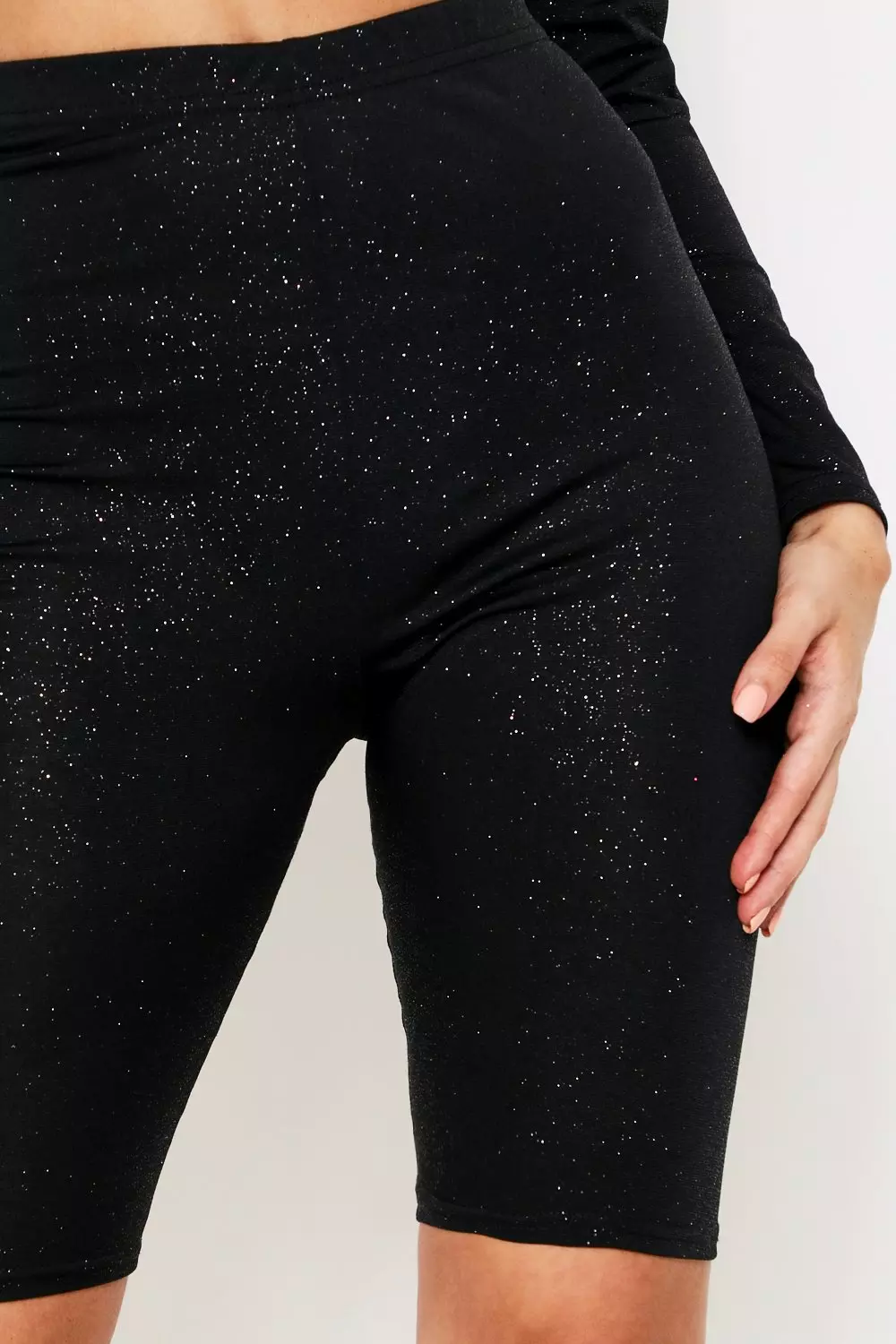 black glitter biker shorts