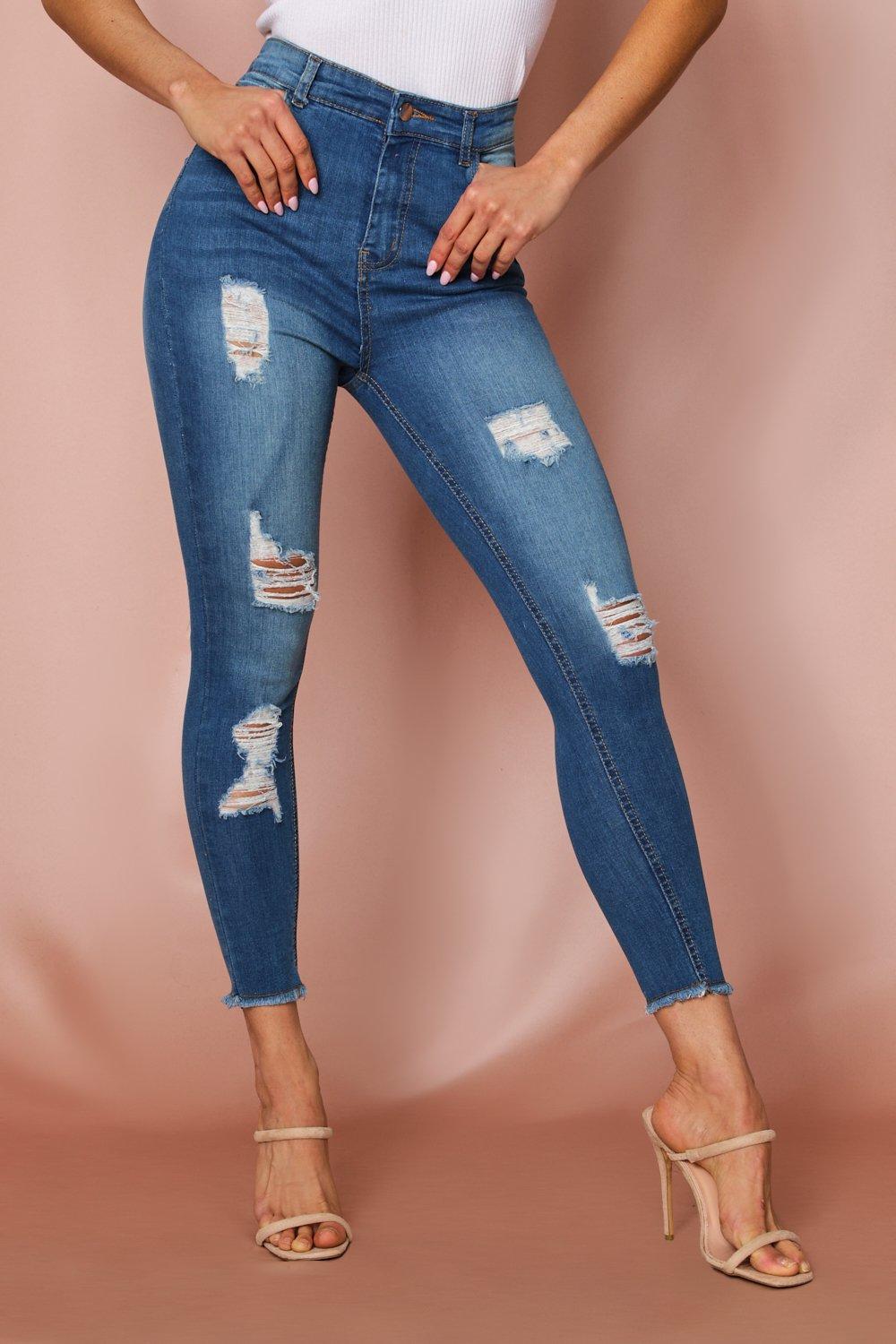 thigh ripped skinny jeans
